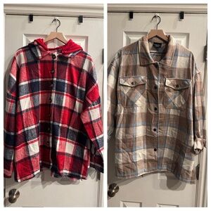 Shacket Two Jacket Bundle - Red and Tan